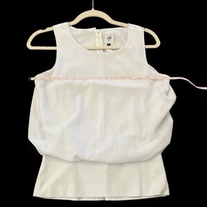 ♥️ CAbi white sleeveless blouson blouse with wide stretchy waistband